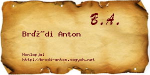 Bródi Anton névjegykártya